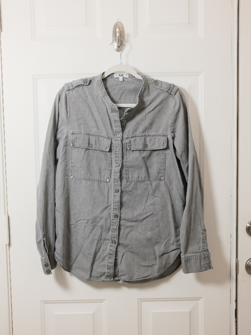 Paige Gray Smokestone Ali Denim Button Down Shirt Top Size Medium